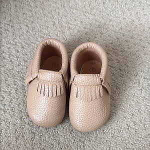 Freshly Picked Tan Baby Moccasins with Fringe